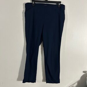 Van Heusen Pull On Pants Womens 10 Navy Blue Excellent Textured Stretch TROUSERS